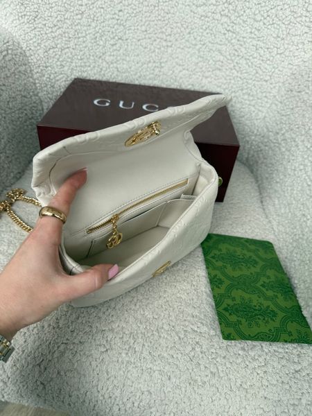 Сумка Gucci GG Milano Small Top Handle Bag in White Leather 438 фото