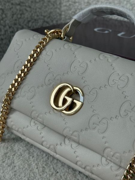 Сумка Gucci GG Milano Small Top Handle Bag in White Leather 438 фото