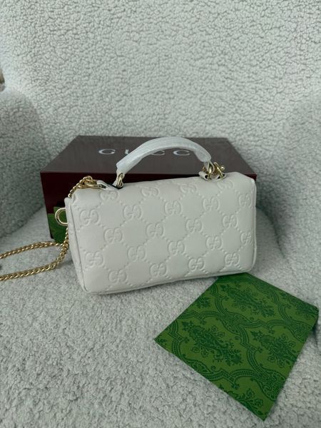 Сумка Gucci GG Milano Small Top Handle Bag in White Leather 438 фото