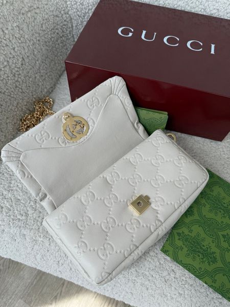 Сумка Gucci GG Milano Small Top Handle Bag in White Leather 438 фото