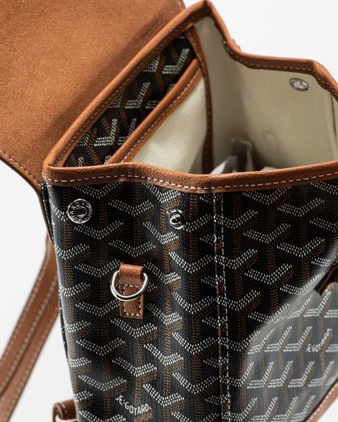 Рюкзак Goyard Alpin Mini Backpack in Leather Black&Tan 0368 фото