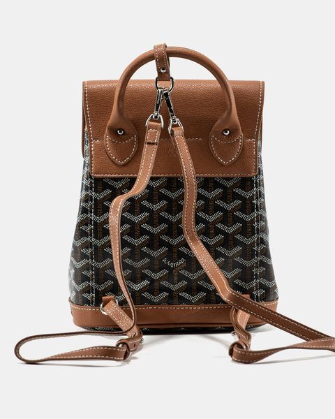 Рюкзак Goyard Alpin Mini Backpack in Leather Black&Tan 0368 фото