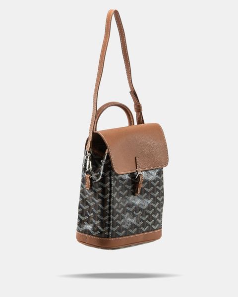 Рюкзак Goyard Alpin Mini Backpack in Leather Black&Tan 0368 фото