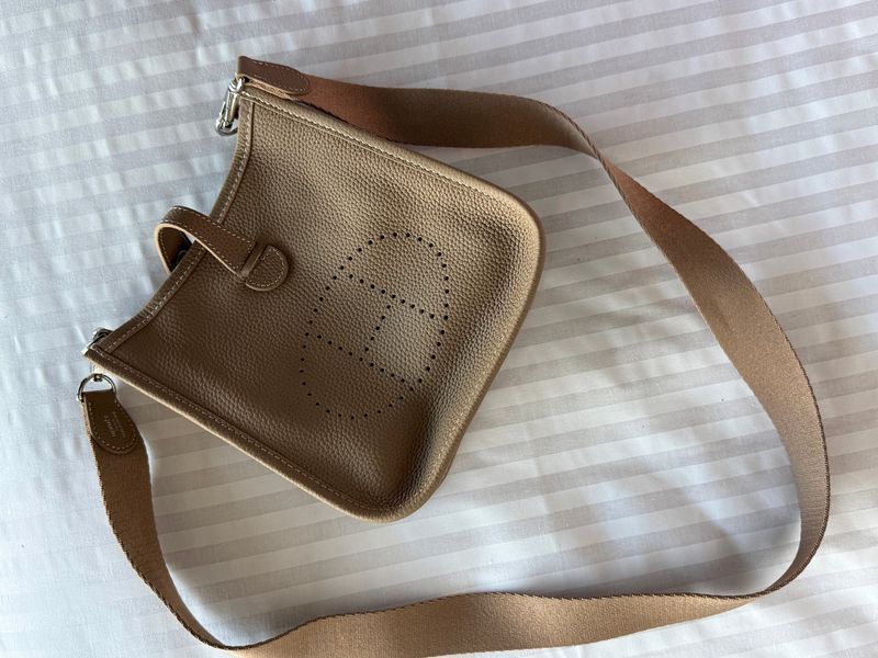 Сумка Hermes Evelyne TPM in Etoupe Leather/Palladium Hardware 150 фото