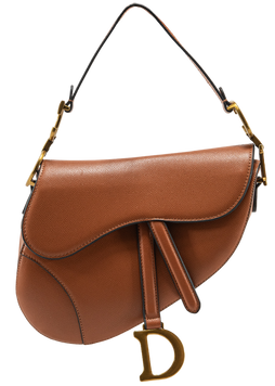 Сумка Dior Mini Saddle Bag with Strap Brown Grained Calfskin 0390 фото