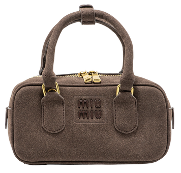 Сумка Miu Miu Arcadie Padded Suede Top-Handle Regular Bag Chocolate/Gold Hardware 0486 фото