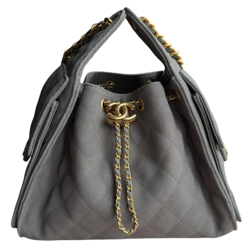Сумка Chanel 25 Small Handbag in Grey Suede Calfskin & Gold-Tone Metal 0571 фото