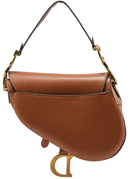Сумка Dior Mini Saddle Bag with Strap Brown Grained Calfskin 0390 фото