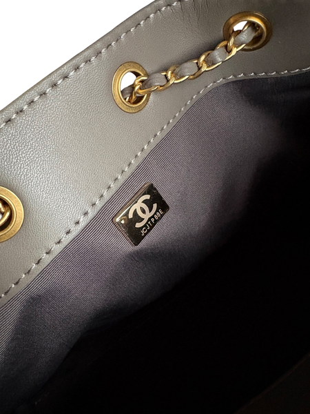 Сумка Chanel 25 Small Handbag in Grey Suede Calfskin & Gold-Tone Metal 0571 фото