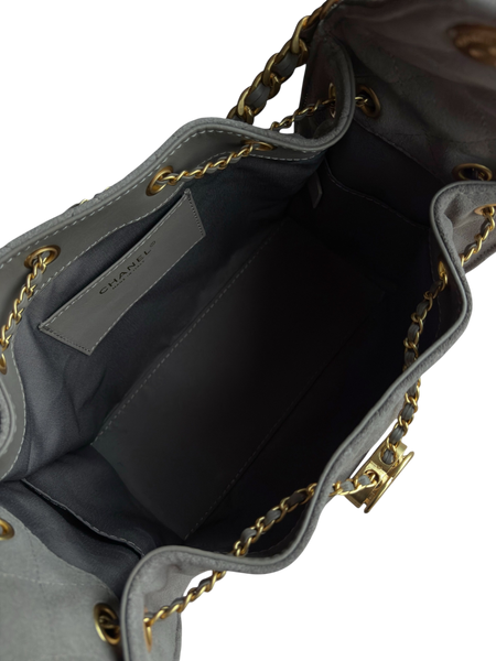 Сумка Chanel 25 Small Handbag in Grey Suede Calfskin & Gold-Tone Metal 0571 фото