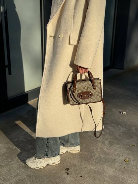 Cумка Gucci Horsebit 1955 Mini Top Handle Bag in Beige and Dark Brown GG Supreme Canvas/Brown Leather Trim 00090 фото