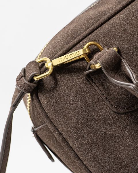 Сумка Miu Miu Arcadie Padded Suede Top-Handle Regular Bag Chocolate/Gold Hardware 0486 фото