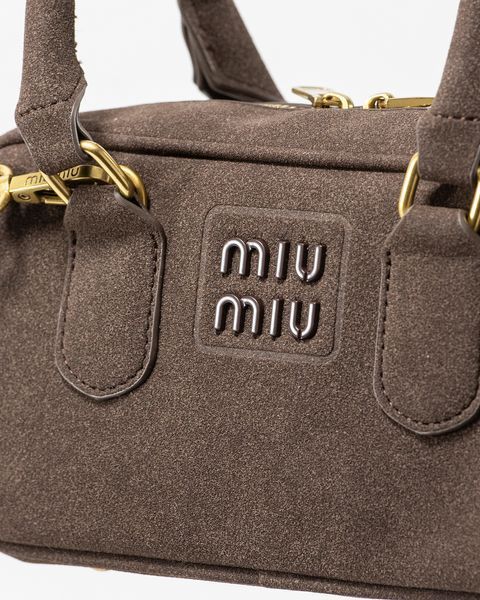 Сумка Miu Miu Arcadie Padded Suede Top-Handle Regular Bag Chocolate/Gold Hardware 0486 фото