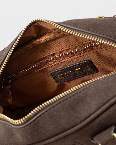 Сумка Miu Miu Arcadie Padded Suede Top-Handle Regular Bag Chocolate/Gold Hardware 0486 фото