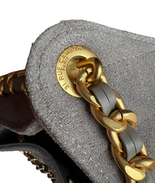 Сумка Chanel 25 Small Handbag in Grey Suede Calfskin & Gold-Tone Metal 0571 фото