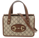 Cумка Gucci Horsebit 1955 Mini Top Handle Bag in Beige and Dark Brown GG Supreme Canvas/Brown Leather Trim 00090 фото 1