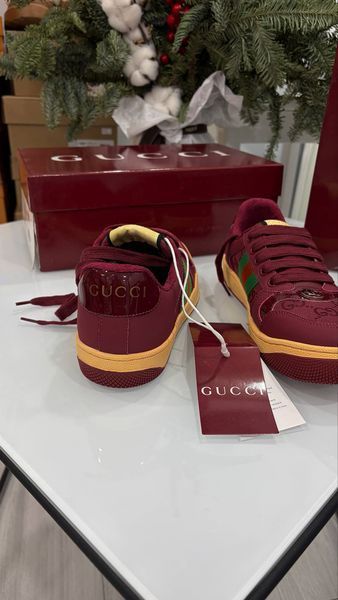 Жіночі кеди Gucci Screener Sneaker in Bordeaux GG Canvas & Leather Premium 37 67843 фото