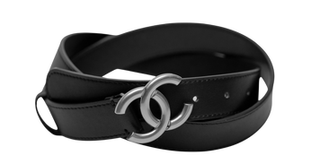 Ремінь Chanel Leather Belt Black/Silver 66146 фото