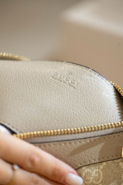 Сумка Gucci Ophidia Small Shoulder Bag in Beige and White GG Supreme Canvas/Gold Hardware 0556 фото