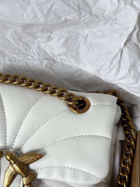 Сумка Pinko Love Bag Puff Butterfly Quilt White/Gold 1012 фото