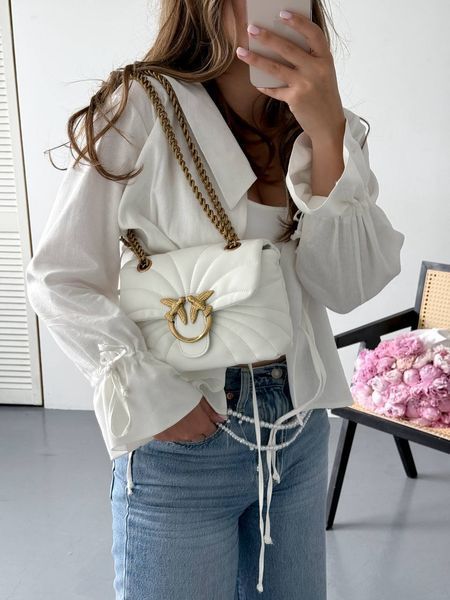 Сумка Pinko Love Bag Puff Butterfly Quilt White/Gold 1012 фото