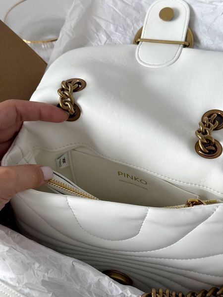 Сумка Pinko Love Bag Puff Butterfly Quilt White/Gold 1012 фото
