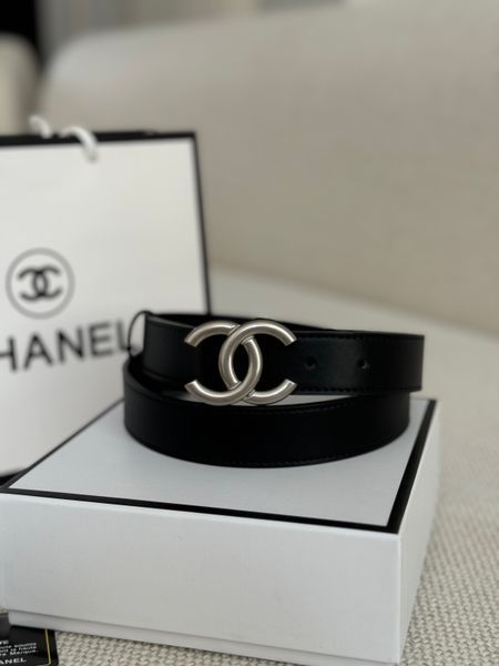 Ремінь Chanel Leather Belt Black/Silver 66146 фото