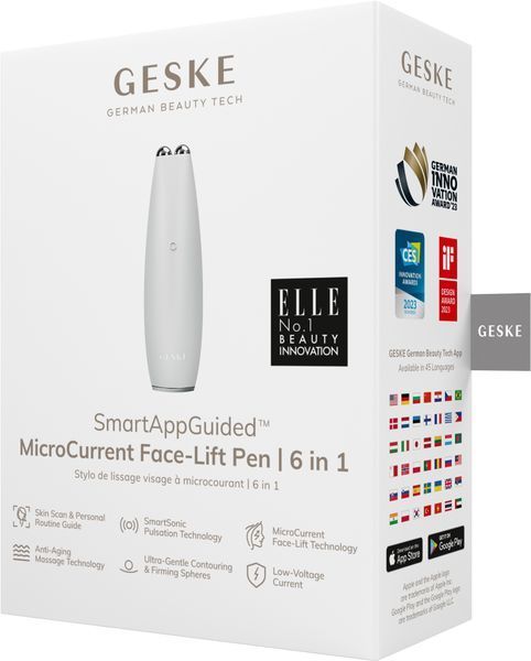 Мікрострумова ручка для підтяжки шкіри обличчя Geske MicroCurrent Face-Lift Pen 6in1 White 0128 фото