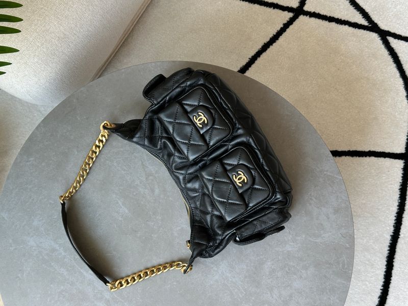 Сумка Chanel 25C Lambskin Shoulder Bag Black/Gold 99934 фото