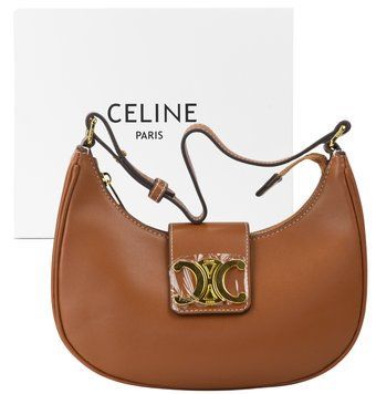 Сумка Celine Medium Ava Triomphe Shoulder Bag in Brown Smooth Calfskin/Gold Hardware 0441 фото