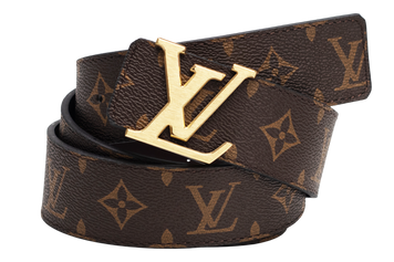 Ремінь Louis Vuitton Initials 35mm Monogram Belt Brown/Gold Buckle 66144 фото