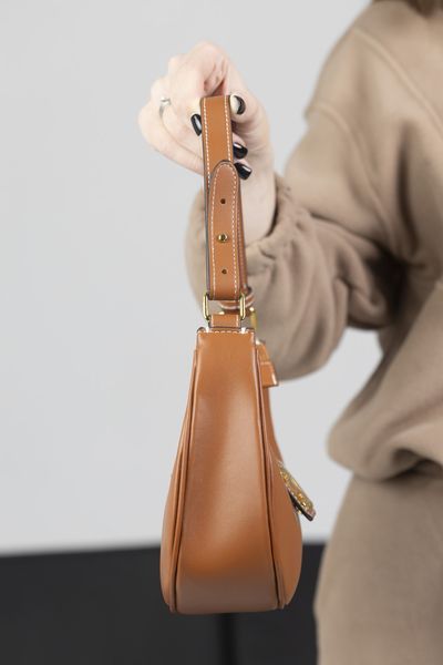 Сумка Celine Medium Ava Triomphe Shoulder Bag in Brown Smooth Calfskin/Gold Hardware 0441 фото