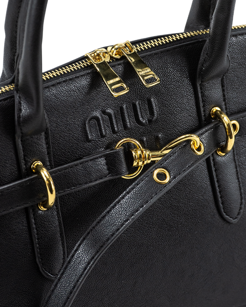 Сумка Miu Miu Aventure Top-Handle Bag in Black Nappa Leather 0482 фото
