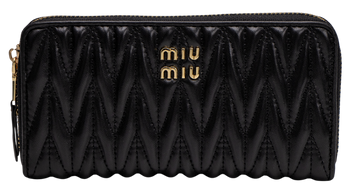 Гаманець Miu Miu Large Matelass&eacute; Nappa Leather Wallet Black 88189 фото