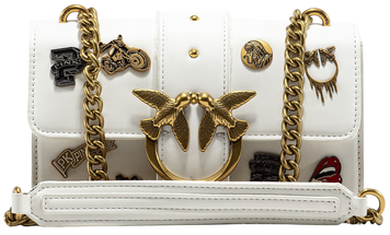 Сумка Pinko Mini Love Bag One Simply with Enamel Pin White/Gold 1006 фото
