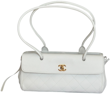 Сумка Chanel Small East West Shopping Bag in White Grained Calfskin & Gold-Tone Metal 012254 фото