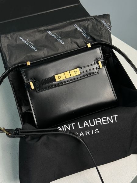 Сумка Saint Laurent Manhattan Mini Shoulder Bag in Black Leather 404 фото