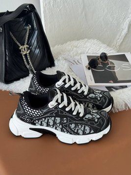 Жіночі кросівки Dior Chrono Sneaker Black/Grey 36 151 фото