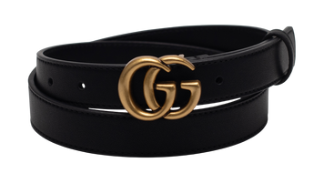 Ремінь Gucci Leather Belt With Double G Gold Buckle 66142 фото