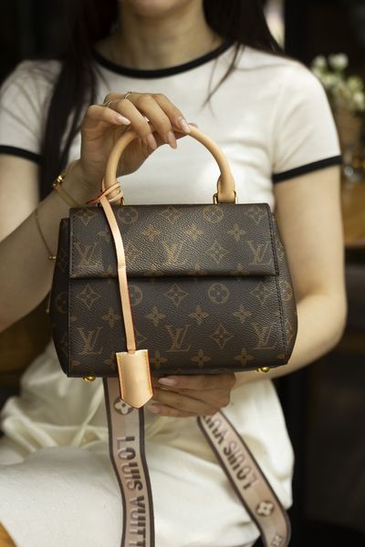Сумка Louis Vuitton Cluny BB in Monogram Coated Canvas Brown/Gold Hardware 0353 фото