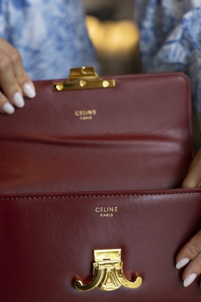 Cумка Celine Classique Triomphe Chain Shoulder Bag in Shiny Red Calfskin/Gold Hardware 0535 фото