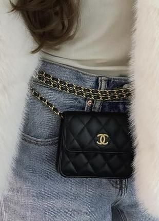 Сумка Chanel Pearl Crush Mini Clutch with Chain Black Quilted Calfskin 8014 фото
