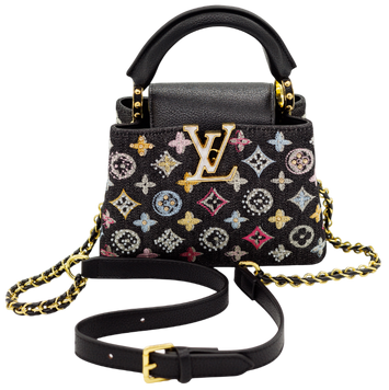 Сумка Louis Vuitton Capucines Mini in Black Multicolor Embroidered Monogram 76896 фото