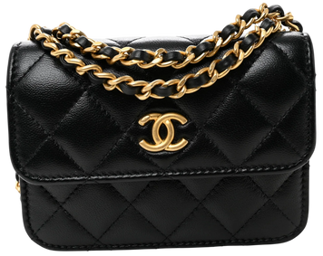 Сумка Chanel Pearl Crush Mini Clutch with Chain Black Quilted Calfskin 8014 фото