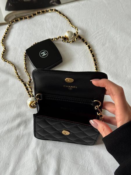 Сумка Chanel Pearl Crush Mini Clutch with Chain Black Quilted Calfskin 8014 фото
