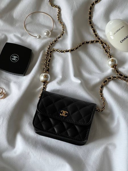 Сумка Chanel Pearl Crush Mini Clutch with Chain Black Quilted Calfskin 8014 фото