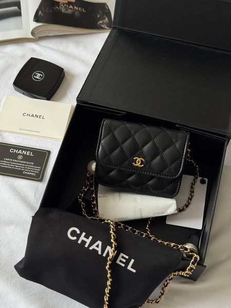 Сумка Chanel Pearl Crush Mini Clutch with Chain Black Quilted Calfskin 8014 фото