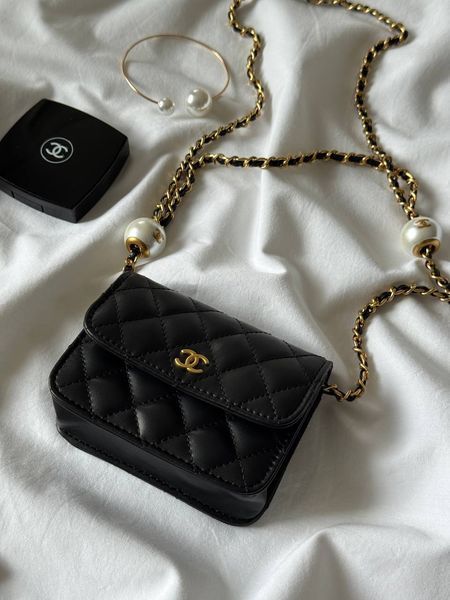 Сумка Chanel Pearl Crush Mini Clutch with Chain Black Quilted Calfskin 8014 фото