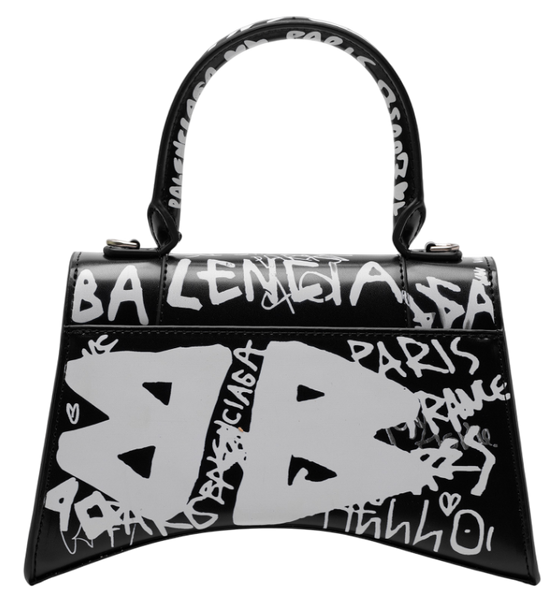 Сумка Balenciaga Hourglass Small Handbag Graffiti in Black 99996 фото
