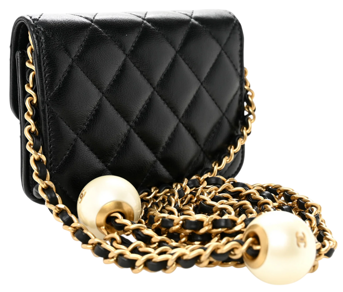 Сумка Chanel Pearl Crush Mini Clutch with Chain Black Quilted Calfskin 8014 фото